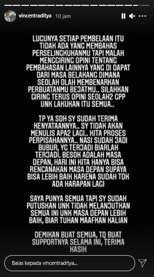 Kapten Vincent Raditya curhat soal masalahnya