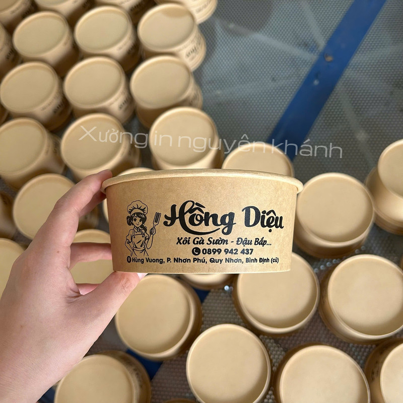 TÔ GIẤY NÂU 750ML IN LOGO