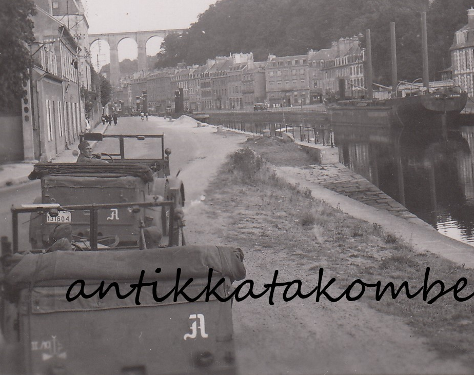 Foto 2.Wk Wehrmacht Hanomag Kübelwagen Einheits-Pkw Eisenbahnbrücke in Morlaix