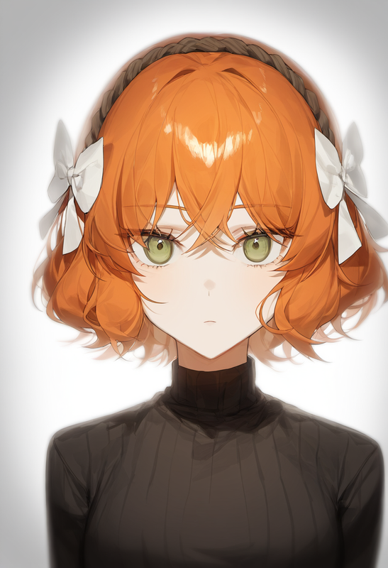 depth of field, 1girl, ishmael (limbus company), short hair, orange hair, {{gree s-3663092624