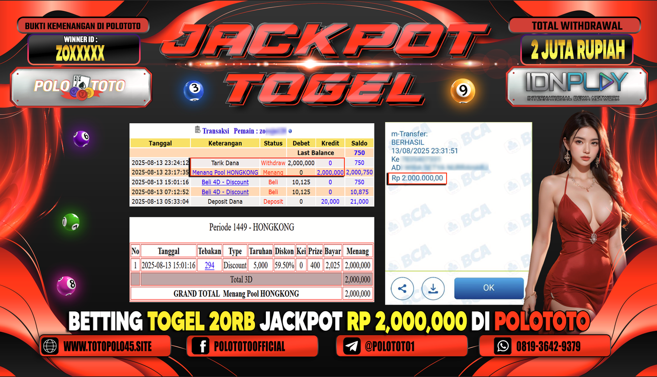 POLOTOTO JACKPOT TOGEL HONGKONG LOTTO Rp.2.000.000,-LUNAS