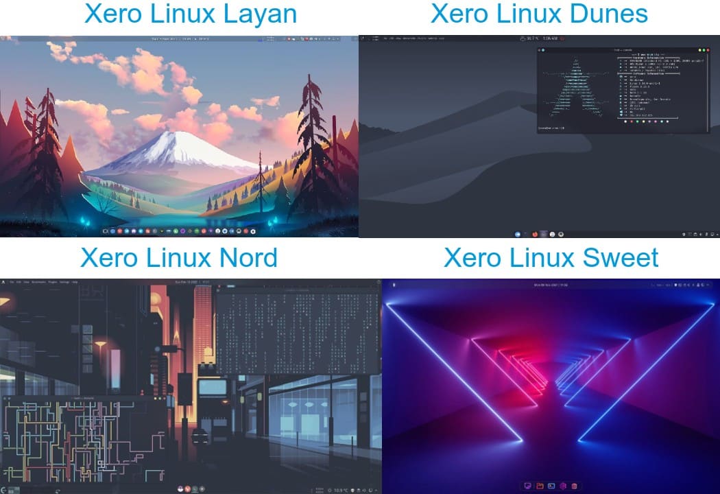 XeroLinux 2023.03, vari temi (XeroLayan, XeroDunes, XeroNord, XeroSweet)