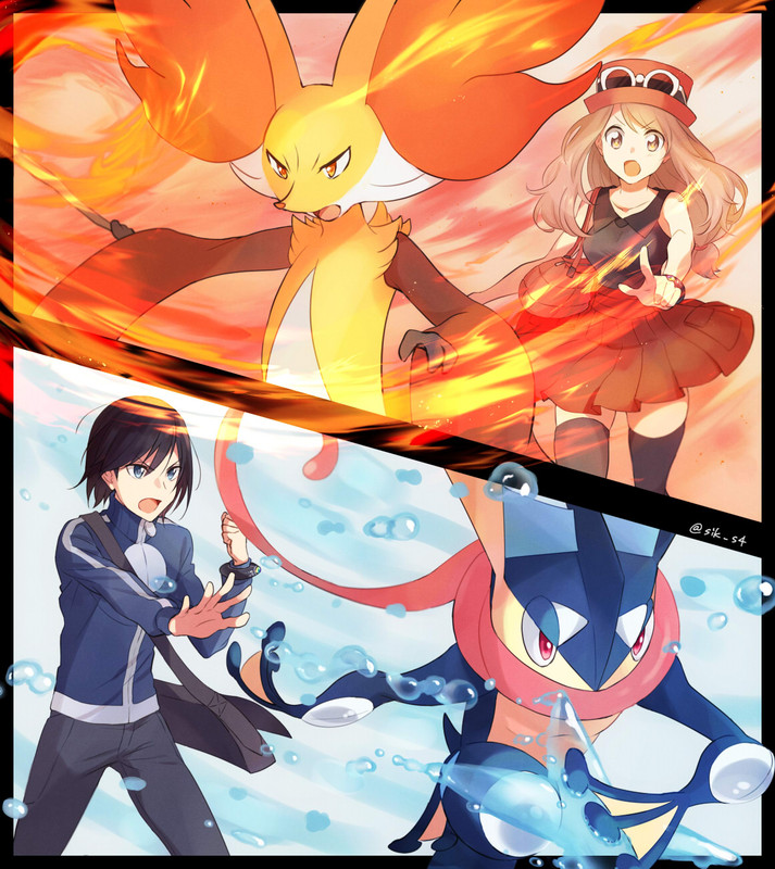 serena-calem-greninja-and-delphox-pokemo