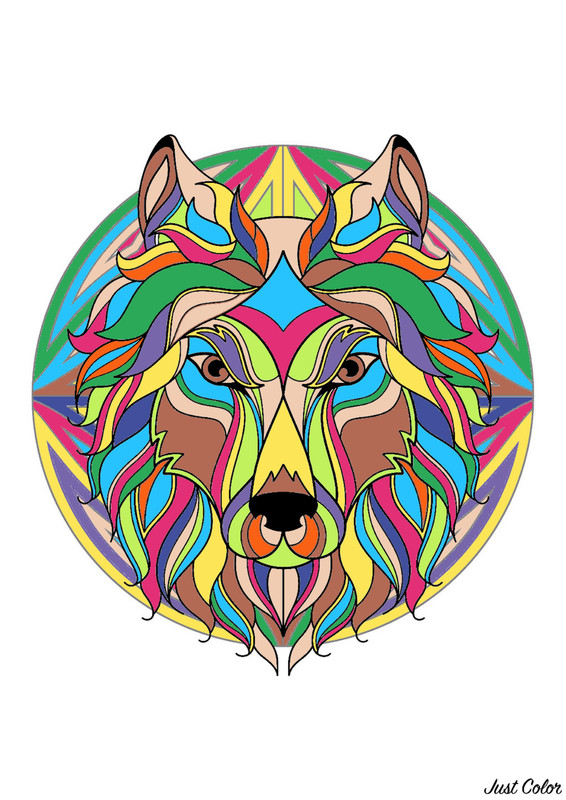 Coloriage loup PC - 4 avril 2020
