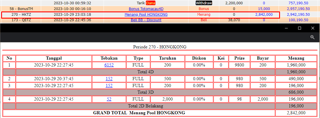 Bukti JP slot hari ini