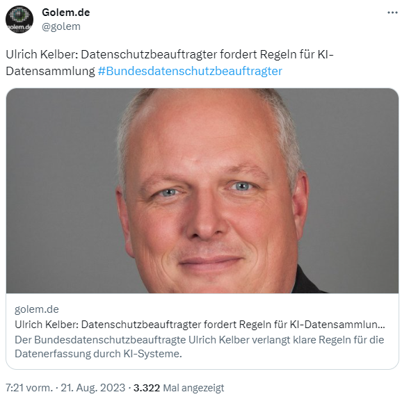 Kelber zu KI-Datensammlungen