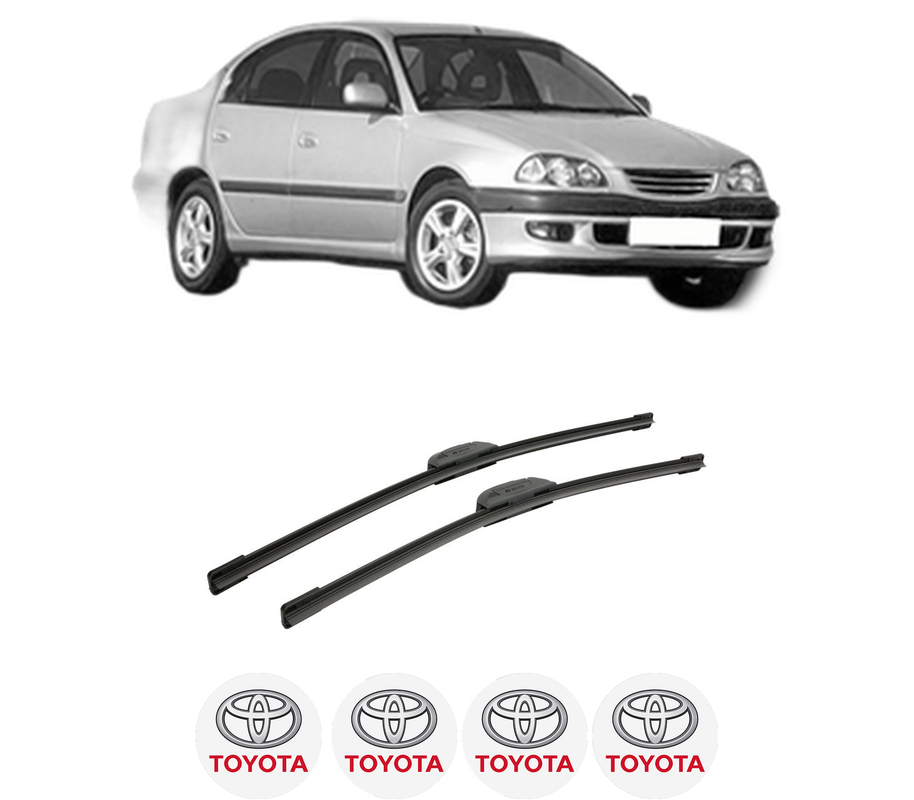 Set stergatoare auto TOYOTA AVENSIS (_T22_) din 1997-2003, pentru parbriz auto, 2 bucati, Bosch Aerotwin Retrofit, din cauciuc siliconat rezistent, 4 Stickere Auto TOYOTA
