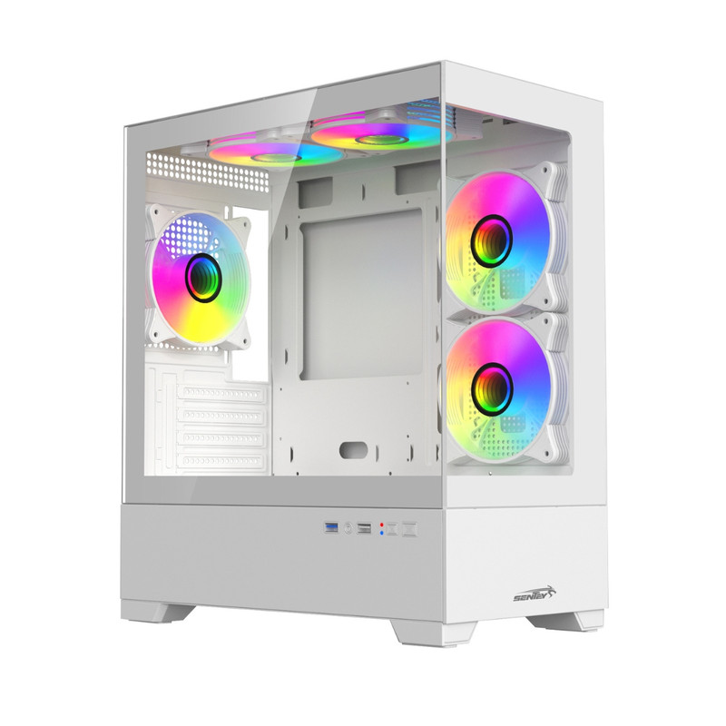 GABINETE SENTEY H30 WHITE 5X120MM ARGB FAN VIDRIO TEMPLADO