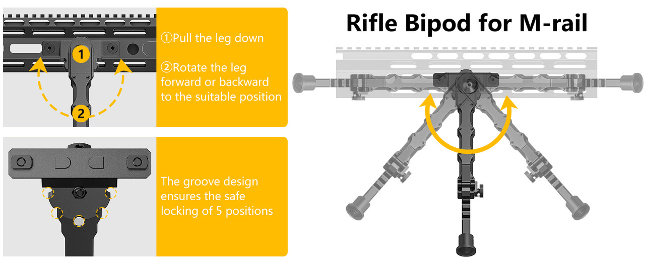 EZSHOOT adjustable rifle bipod 7.5-9 inch shooting and hunting support
