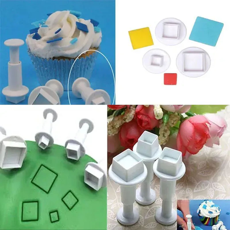 cuadro cuadrado Molde plastico expulsor para fondant muffins tortas cupcakes