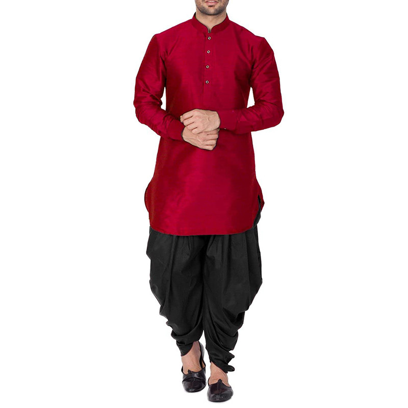 Men's Dhoti Kurta Pant Set Silk Blend Ethnic Kurta Pyjama For Wedding Wear Dress - Picture 9 of 24