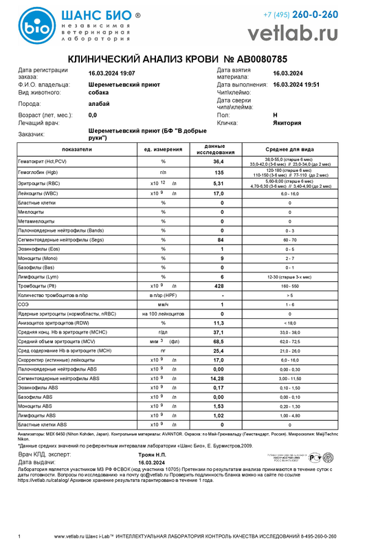 Клиническийанализкрови_Шереметьевский приют_AB0080785
