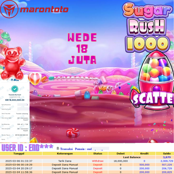 Bukti Kemenangan Member Marontoto Sebesar 18,000,000 JuTa