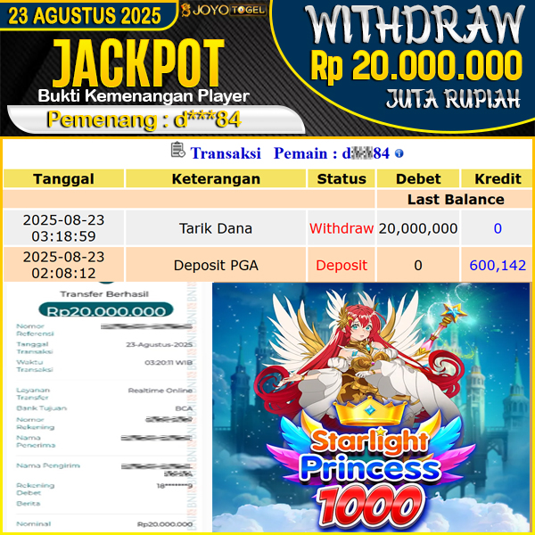 jackpot-slot-pragmatic-play-starlight-princess-1000-wd-rp-20000000--dibayar-lunas-di-joyotogel