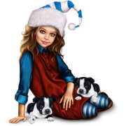 christmas_elf_girl_with_boston_terrier_puppy 21