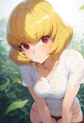 1girl, clementine, overlord, blonde hair, short hair, red eyes, {{see-through}}, s-3061701754