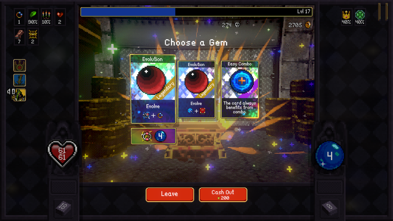 Evolution Options in Vampire Crawlers 