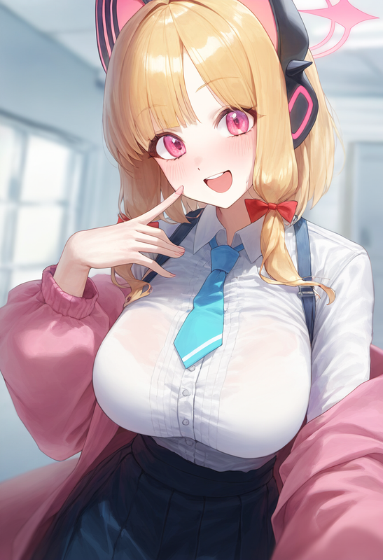 depth of field, 1girl, momoi (blue archive), large breasts, {{aged up}}, blue ar s-1981766341