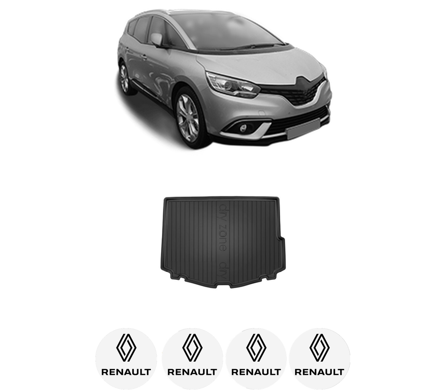 Tavita Portbagaj RENAULT SCENIC IV (J9_) din 2016-2022, Protectie Portbagaj Auto, 4x Stickere auto cu RENAULT