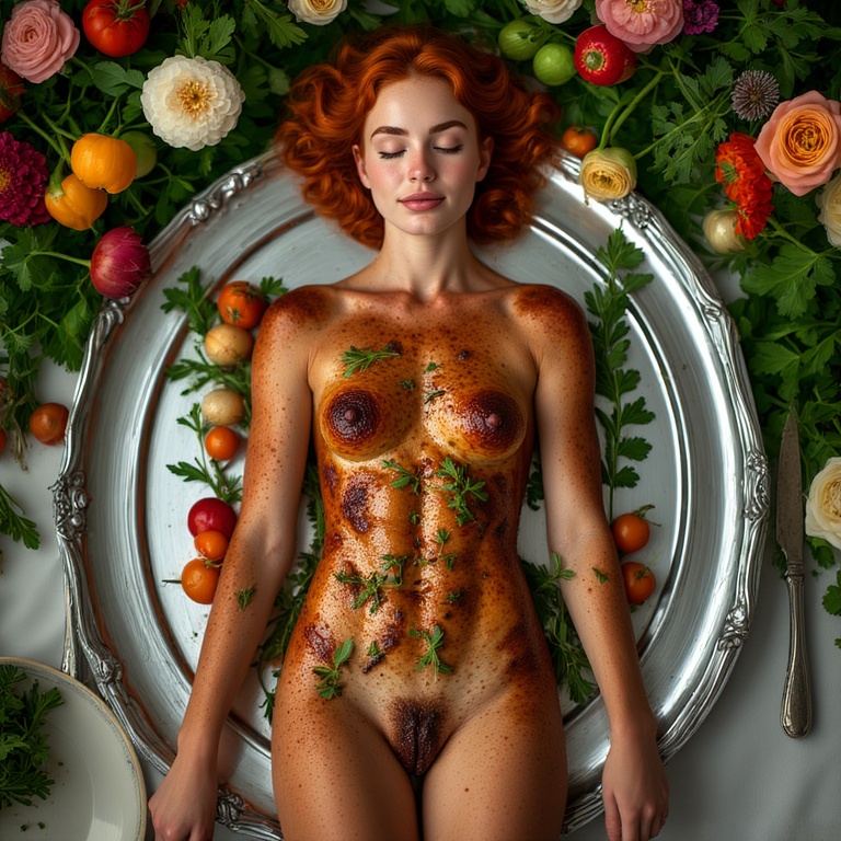 Garden wedding wom served Redhair 0 74