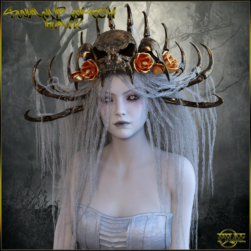 Prae-Swamp Witch Hair For G8F Daz