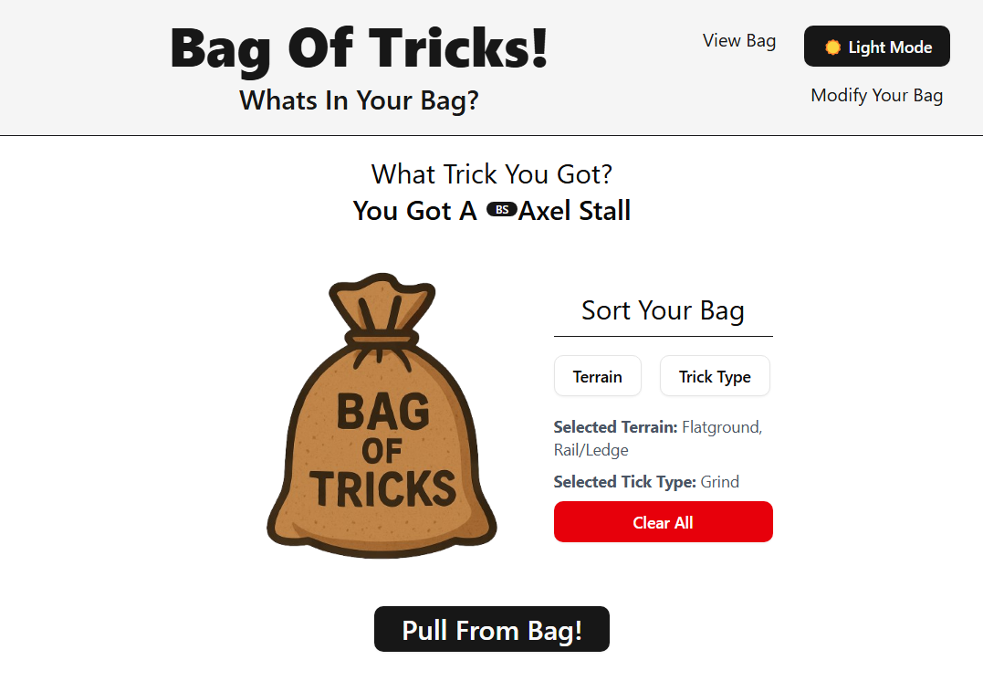 Bag Of Tricks - Landing