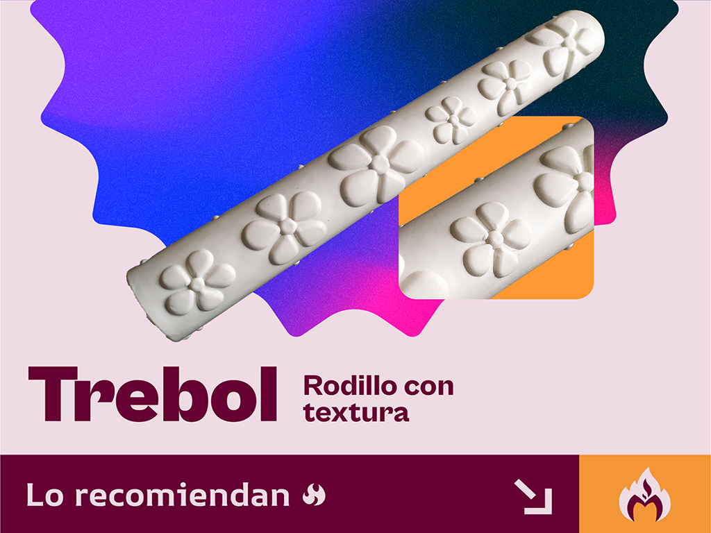 Rodillo plastico trébol Para fondant y porcelanicrón o repujado