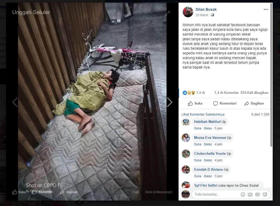 Bocah yang tidur di emperan toko