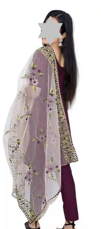 Women's Purple Floral Embroidered Cotton Suits & Dress Materials (R116)