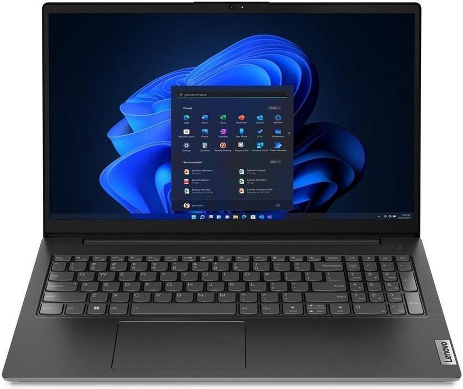 Laptop de negocios Lenovo V15 G4 mostrando su diseño profesional.