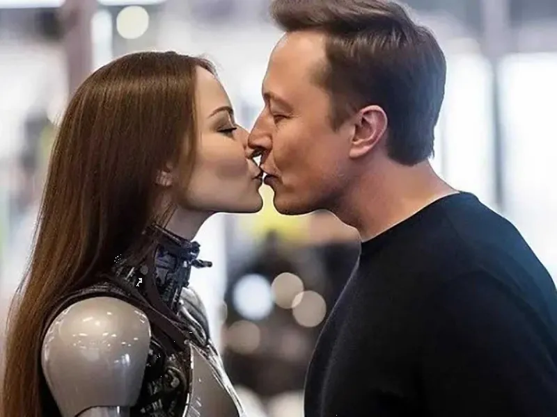 ¿Elon Musk besó a una robot?, Esta es la verdad tras la foto viral