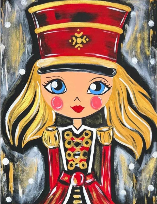 Dec 17th 1p Ms Nutcracker 9x12 black canvas (can paint black beforehand) and white sharpie or white