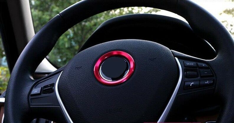 RED BMW F20 F30 F10 ALUMINIUM STEERING WHEEL BADGE SURROUND 1 2 3 4 5 SERIES
