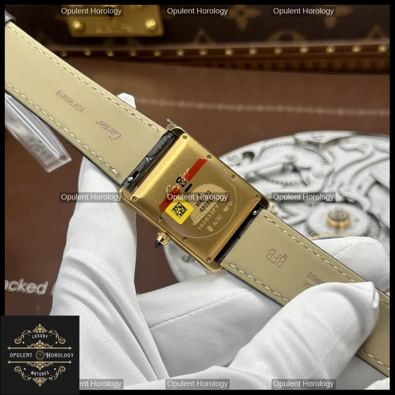 Cartier Tank Louis Automatic 27.8x38.1mm White Dial Gold Plated Gray Leather Strap - Super Clone