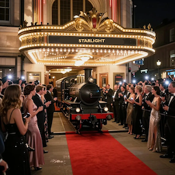 A movie star alights from his (or probably her) private train
