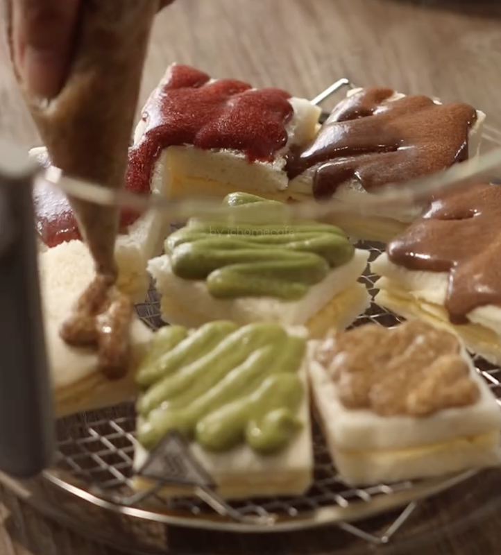 All four flavors displayed with cross-sections, showing the cheese filling