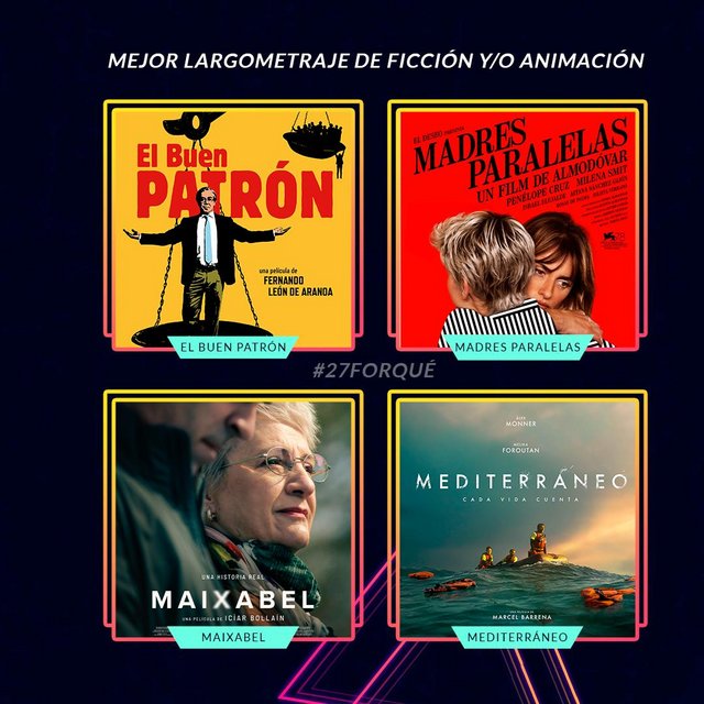 NOMINACIONES A LOS PREMIOS FORQUÉ 2022: “EL BUEN PATRÓN”, “MADRES PARALELAS”, “MAIXABEL” Y “MEDITERRÁNEO” NOMINADAS A MEJOR PELÍCULA