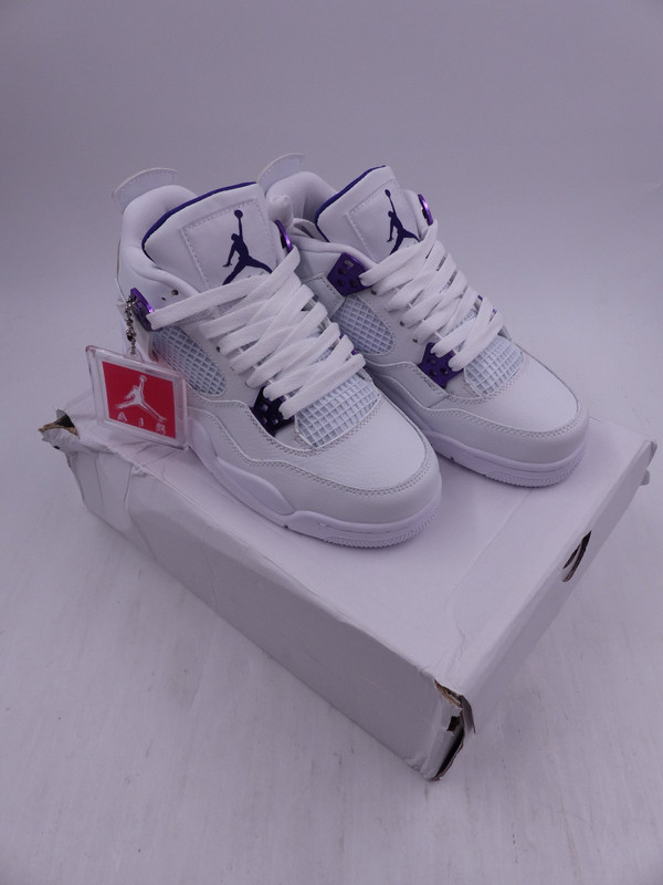 NIKE AIR JORDAN 4 RETRO MENS SIZE 5.5 US EUR 38 WHITE/METALLIC PURPLE 115 | Sales, LLC