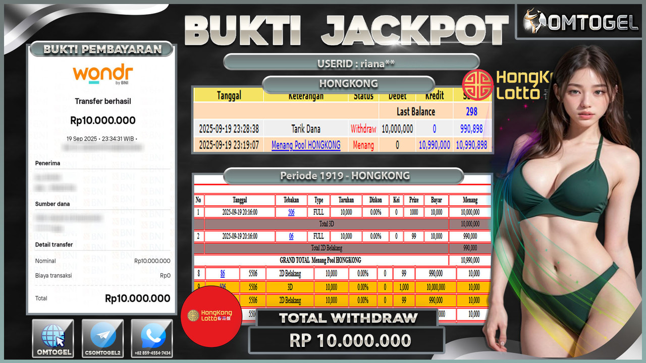OMTOGEL JACKPOT HONGKONG 3D 2D 10 JUTA DI BAYAR LUNAS ,-