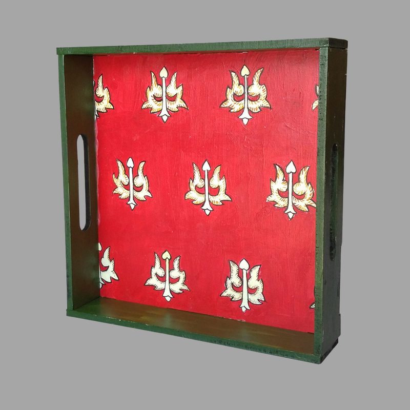 Kalamkari on MDF Tray with Square Tea Coasters DIY Kit