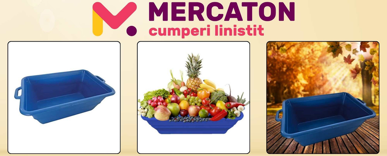 Recipient Mercaton din Plastic PP cu Manere pentru Depozitare sau Cules Fructe si Legume, 80 L