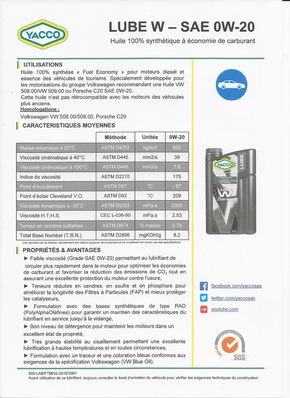 YACCO LUBE W - 0W-20_2018