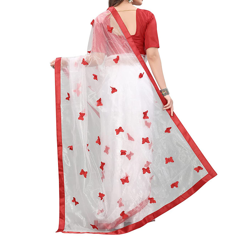 Women's Embroidered Fashionable Butterfly Pattern Saree Top Bolywood Readywear - Picture 23 of 33