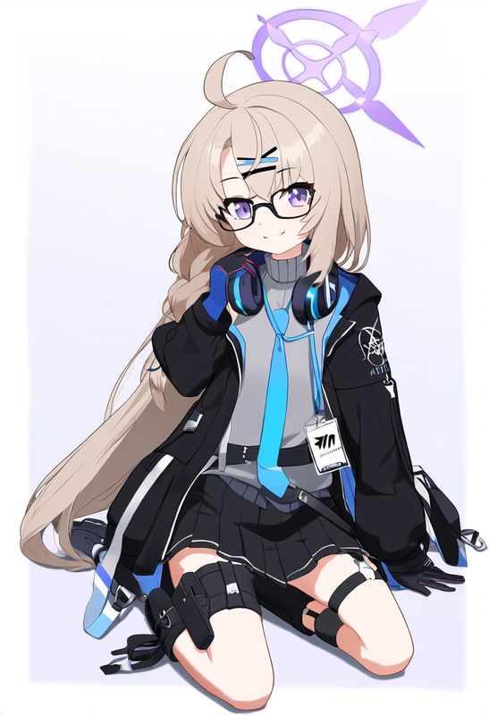 1 girl, kotama (blue archive), light brown hair, purple eyes, single braid, ahog s-2068763091