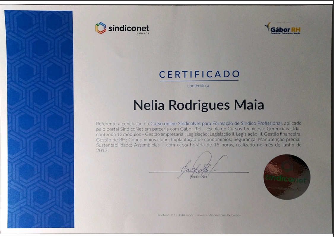 Certificado Síndico Profissional