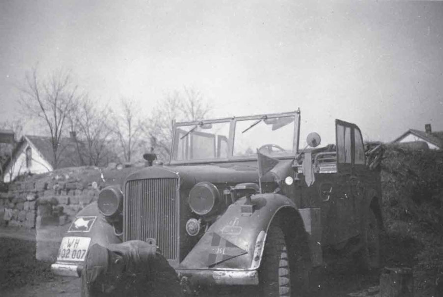The Kfz 15 Staff car in which Hermann Röhm drove his CO, Hauptmann Müller. The vehicle has the buffa