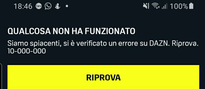 errore dazn partite streaming