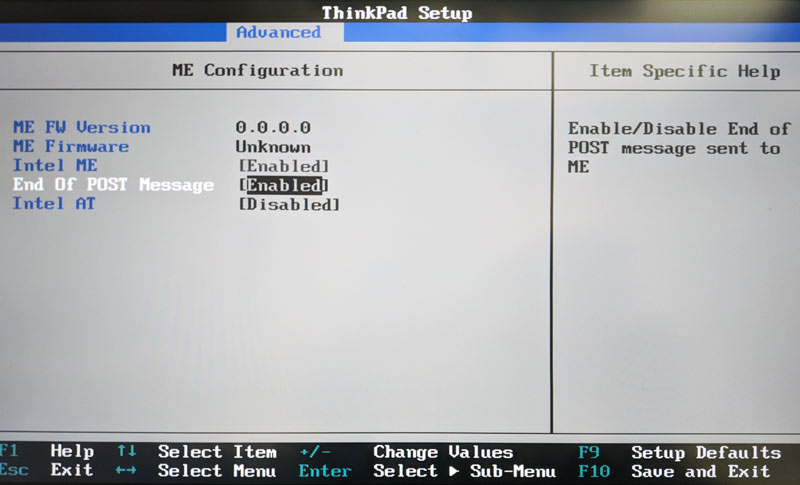 X220 BIOS Advanced ME