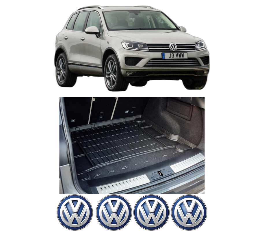 Tavita Portbagaj Volkswagen TOUAREG (7P5, 7P6) din 2010-2018, Protectie Portbagaj Auto, 4x Stickere auto cu Volkswagen