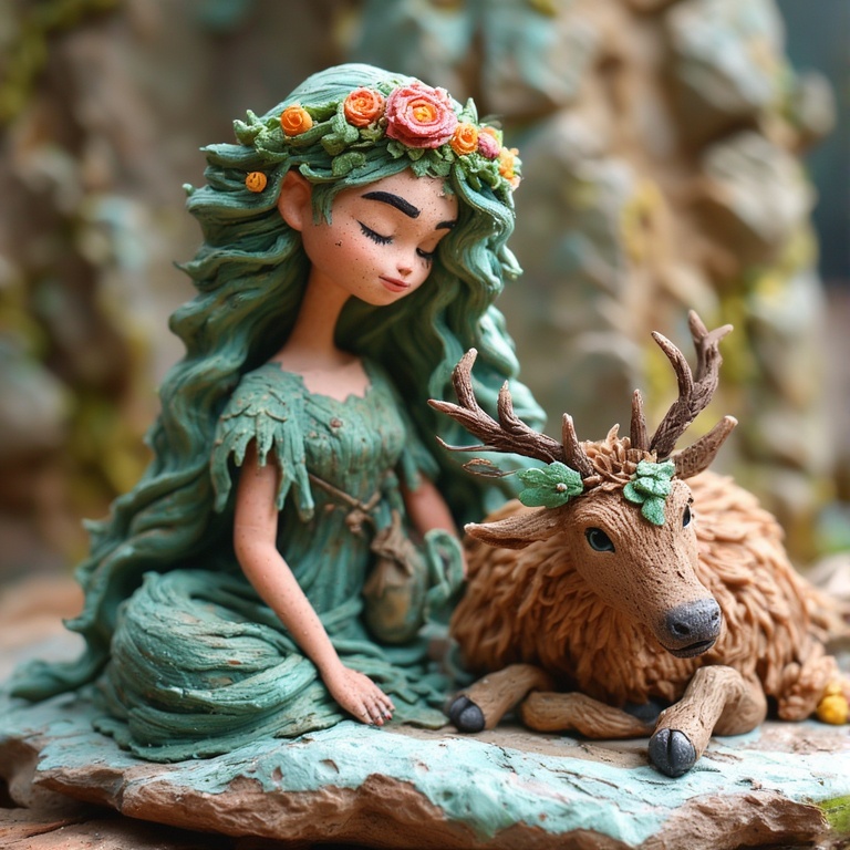 Goddess-Diana-with-a-Stag-clay